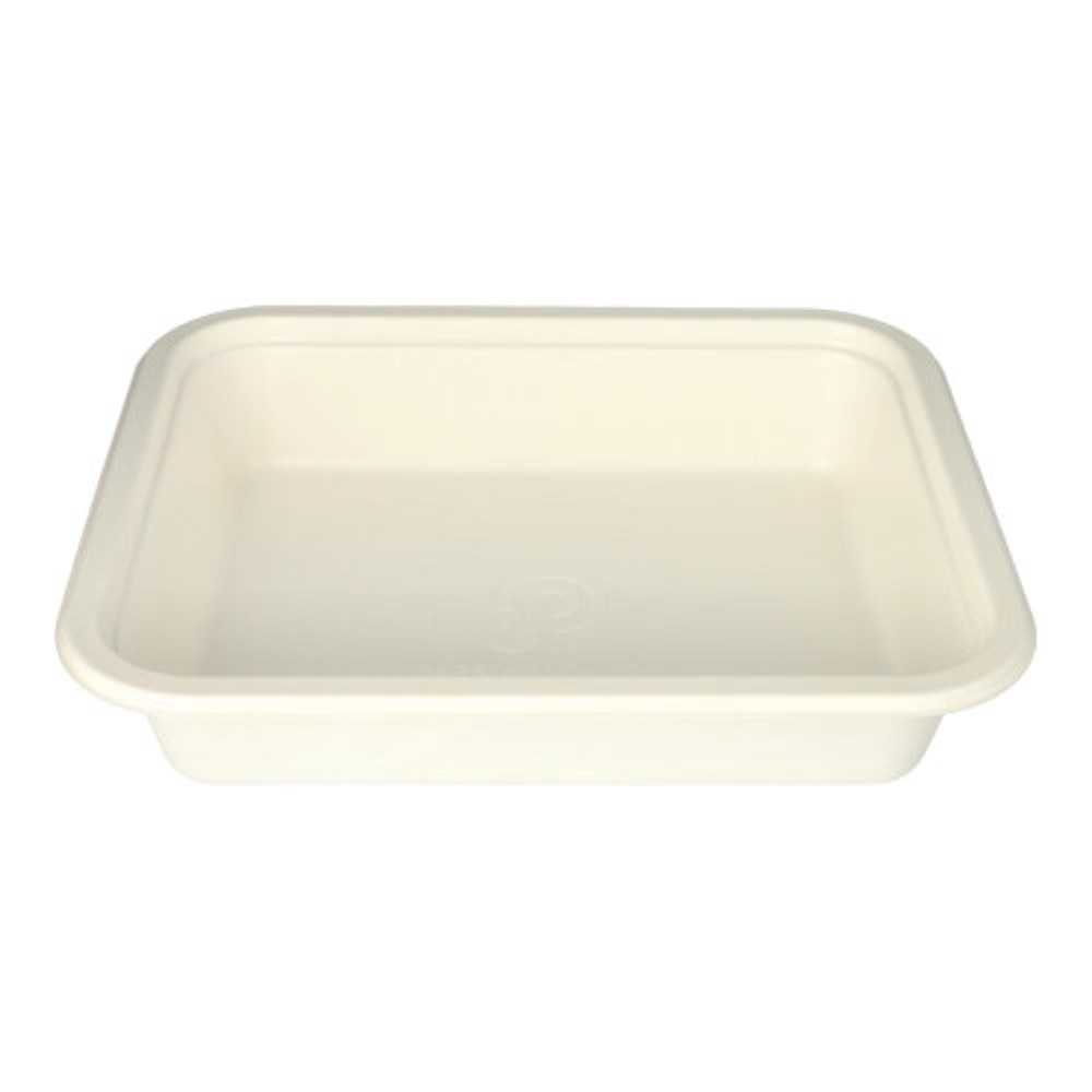 Gastronorm-Behälter GN 1/2 Zuckerrohr, PLA beschichtet eckig 4 l 6,5 cm x 32,5 cm x 26,5 cm weiss