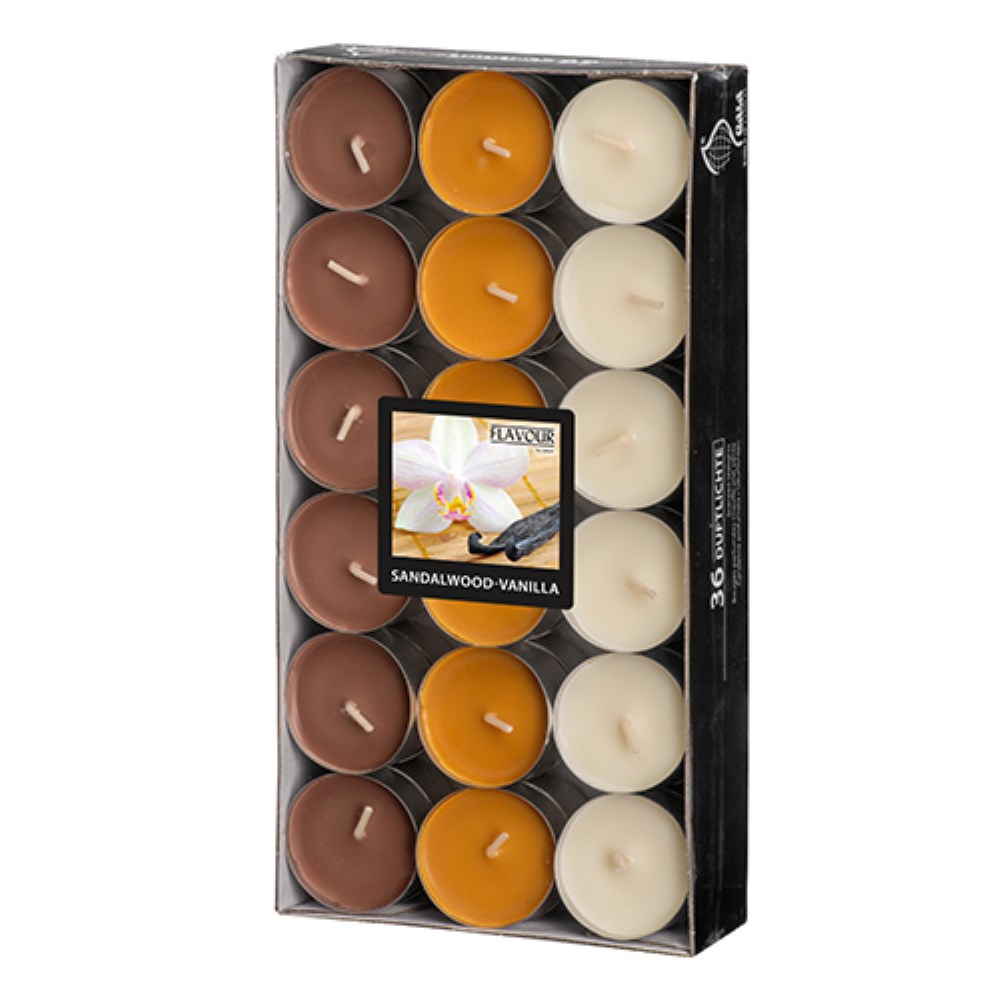 36 "Flavour by GALA" Duftlichte Ø 38 mm · 17 mm elfenbein - Sandalwood-Vanilla "Ton in Ton"