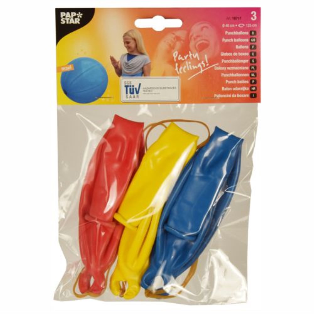 3 Punch Ballons Ø 40 cm farbig sortiert