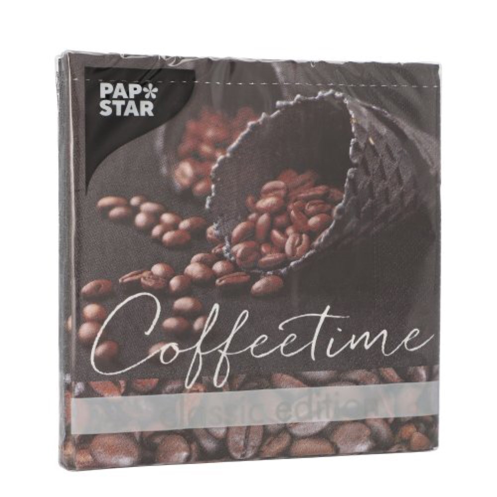 20 Servietten, 3-lagig 1/4-Falz 33 cm x 33 cm "Coffeetime"