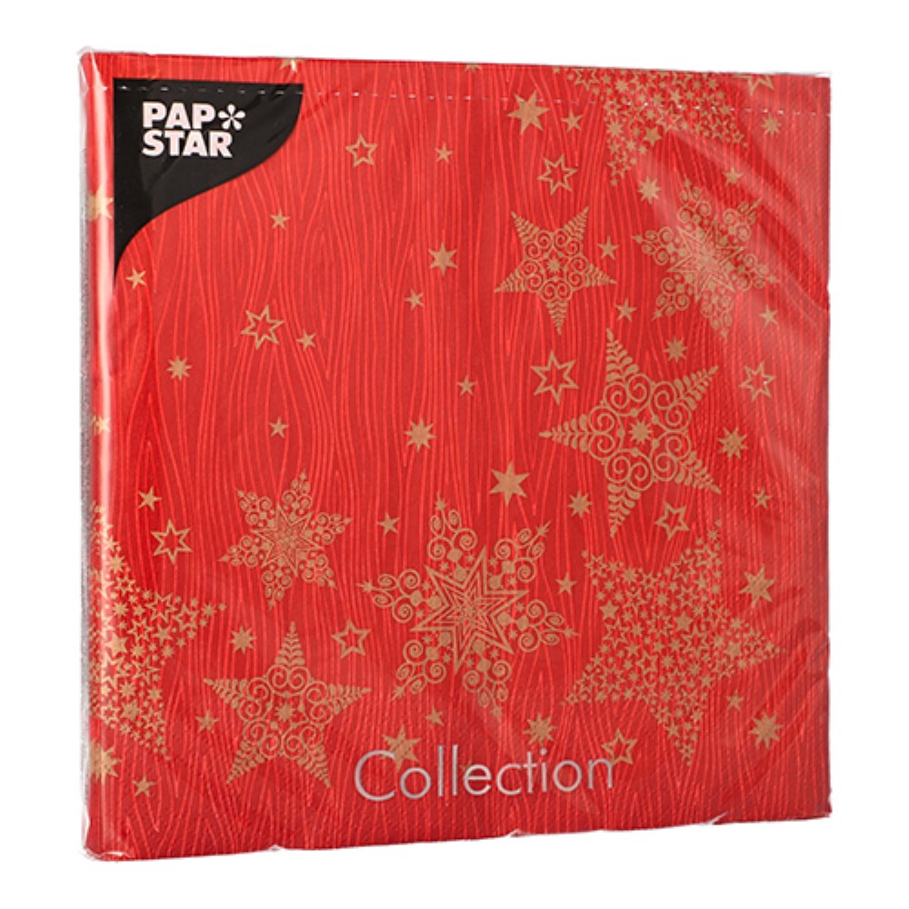 20 Servietten, 3-lagig 1/4-Falz 40 cm x 40 cm rot "Christmas Shine"