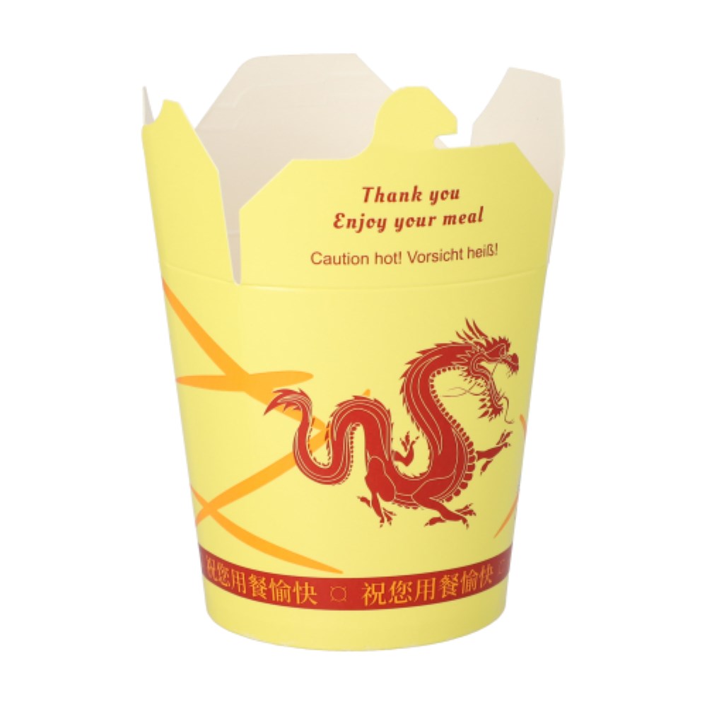 50 Snackboxen "ASIA" rund 550 ml 9,7 cm x 8,6 cm x 7,4 cm "Dragon"