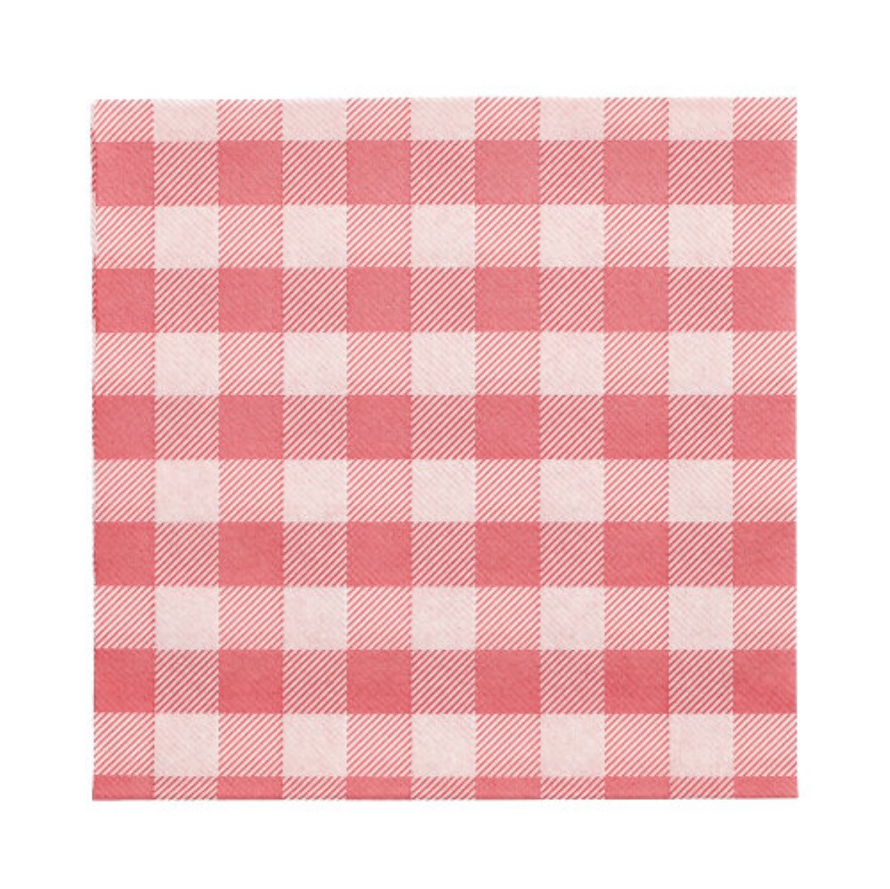 100 Servietten, 1-lagig 1/4-Falz 33 cm x 33 cm rot/weiss "Vichy Karo"