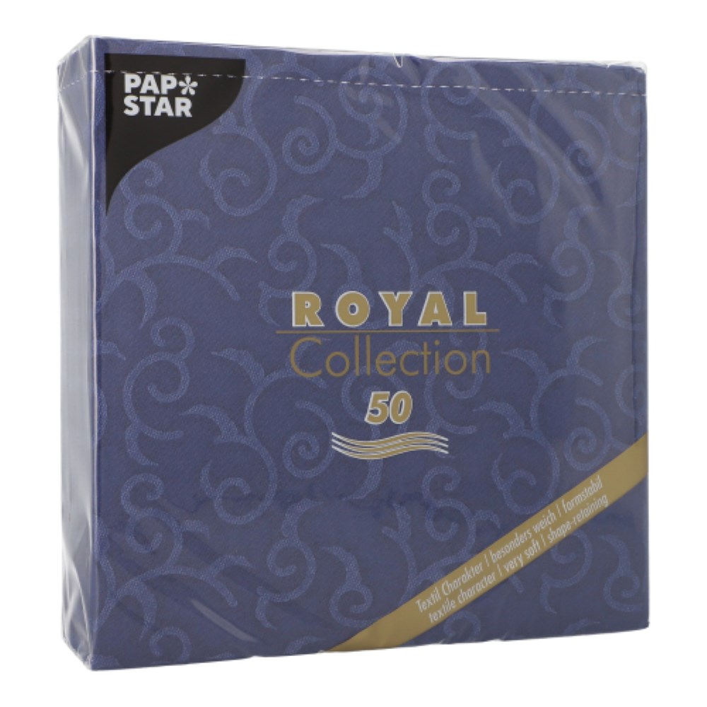 50 Servietten "ROYAL Collection" 1/4-Falz 40 cm x 40 cm dunkelblau "Casali"
