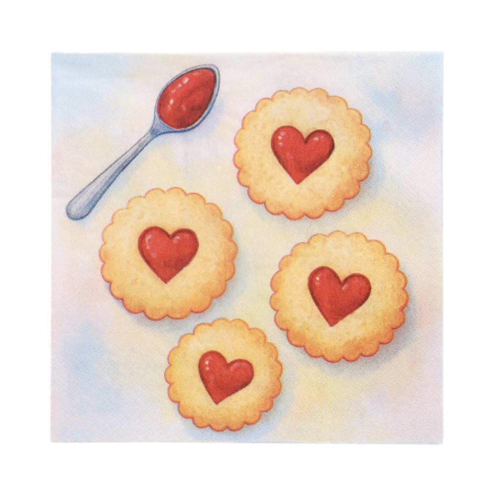 20 Servietten, 3-lagig 1/4-Falz 33 cm x 33 cm "Lovely Baking"