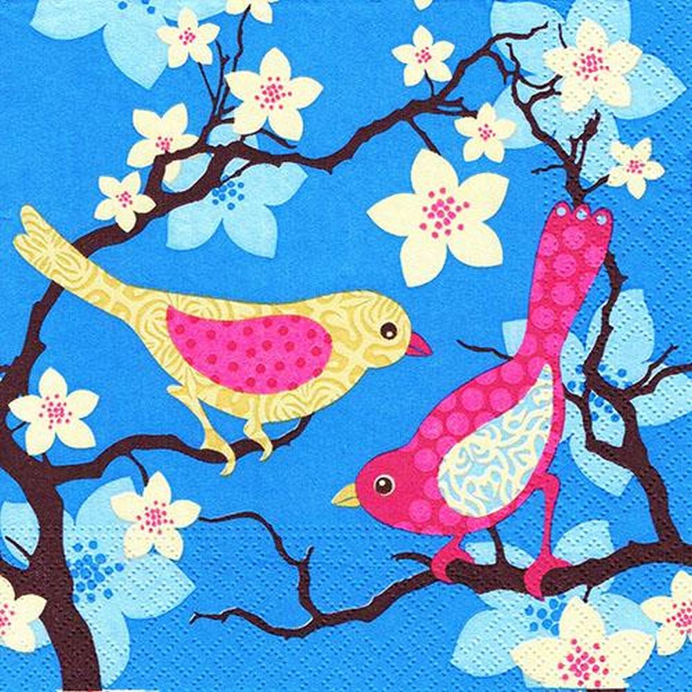 20 Servietten, 3-lagig 1/4-Falz 33 cm x 33 cm "Patterned Birds"