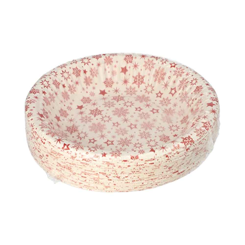 30 Schalen, Pappe rund Ø 19 cm · 3 cm weiss "Snöflinga"