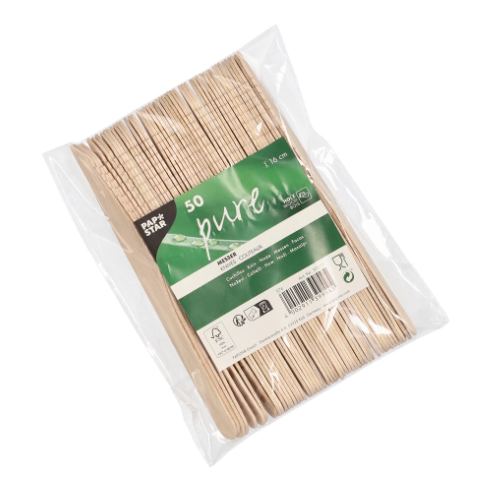 50 Messer Holz "pure" 16,5 cm