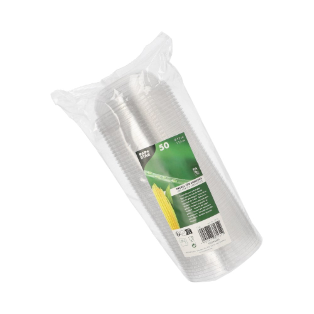 50 Deckel für Eisbecher PLA rund Ø 9,2 cm · 3,5 cm