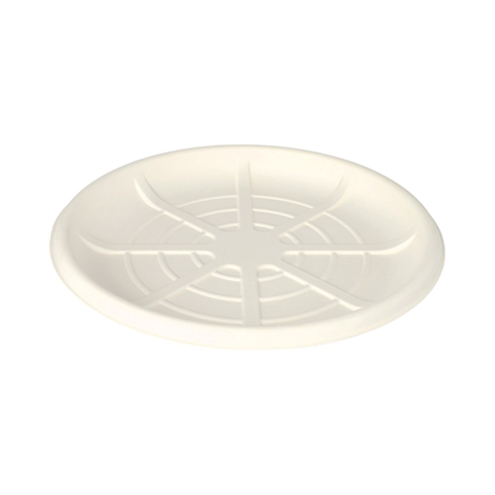 3 Servierplatten, Zuckerrohr "pure" rund Ø 35 cm weiss für Meeresfrüchte