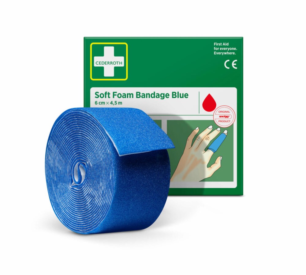"Cederroth" Soft Foam Bandage 4,5 m x 6 cm blau , Refill