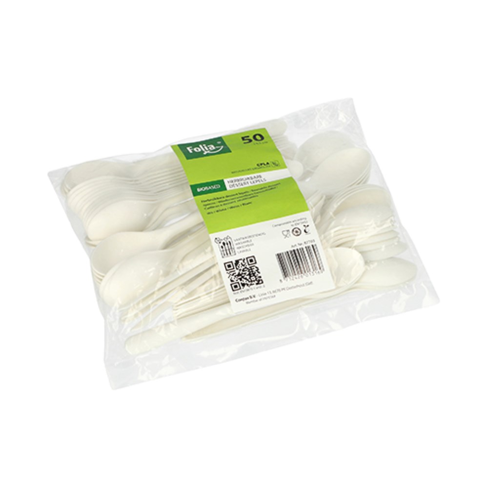 50 Kaffeelöffel "Folia" C-PLA 14,5 cm weiss 50 Kaffeelöffel "Folia" C-PLA 14,5 cm weiss