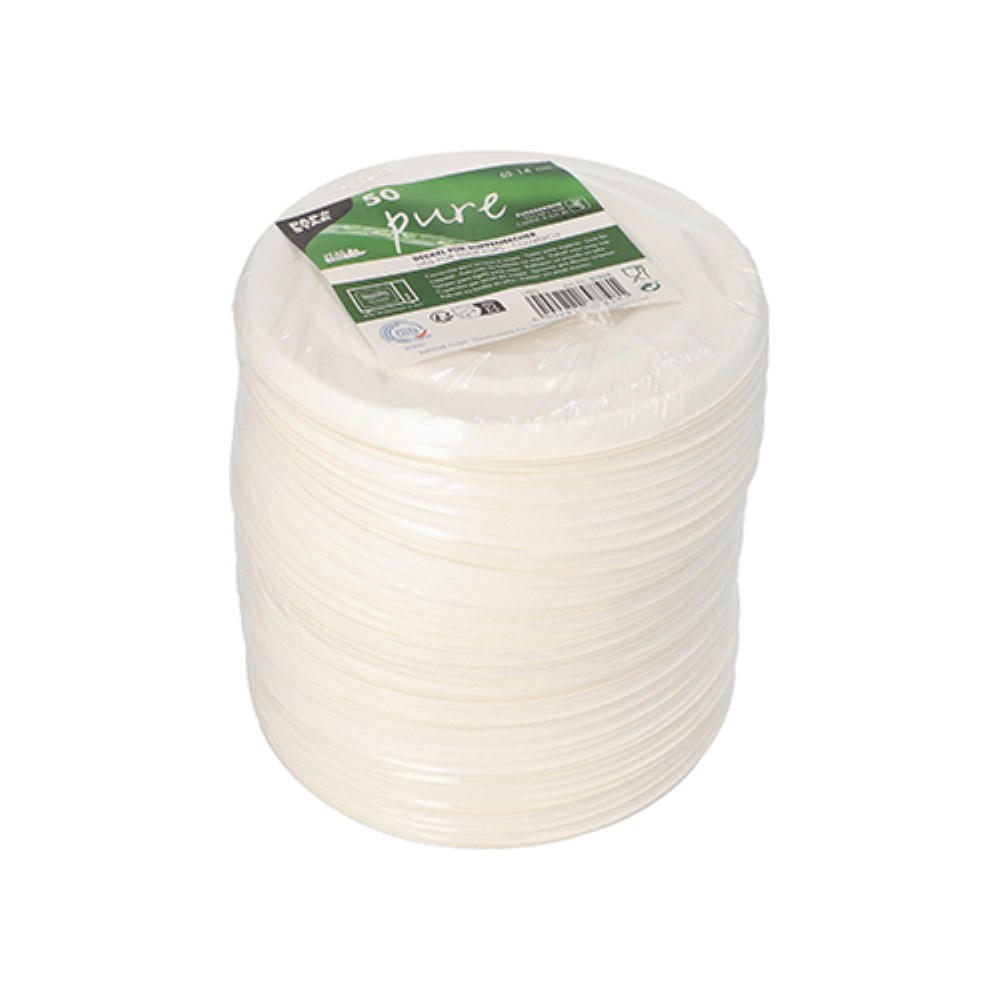 50 Deckel für Suppenbecher, Zuckerrohr "pure" Ø 14 cm weiss