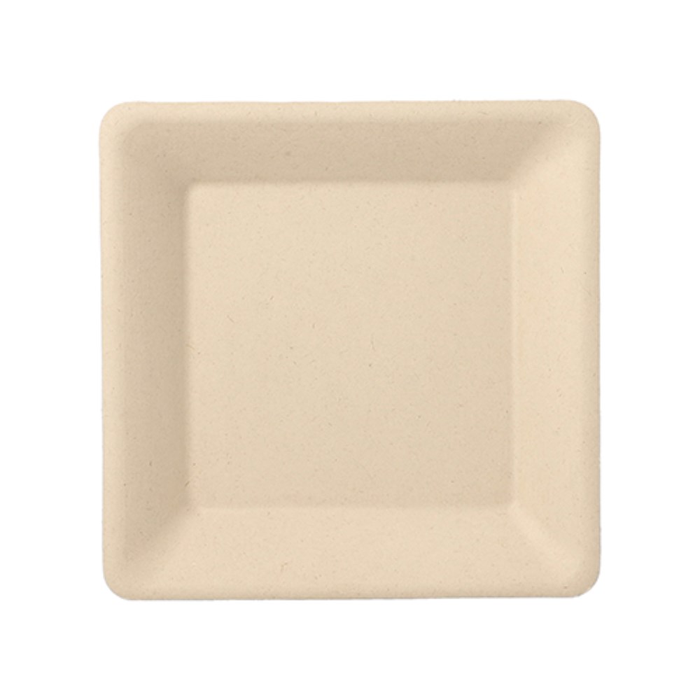 50 Teller, Zuckerrohr "pure" eckig 15,5 cm x 15,5 cm natur