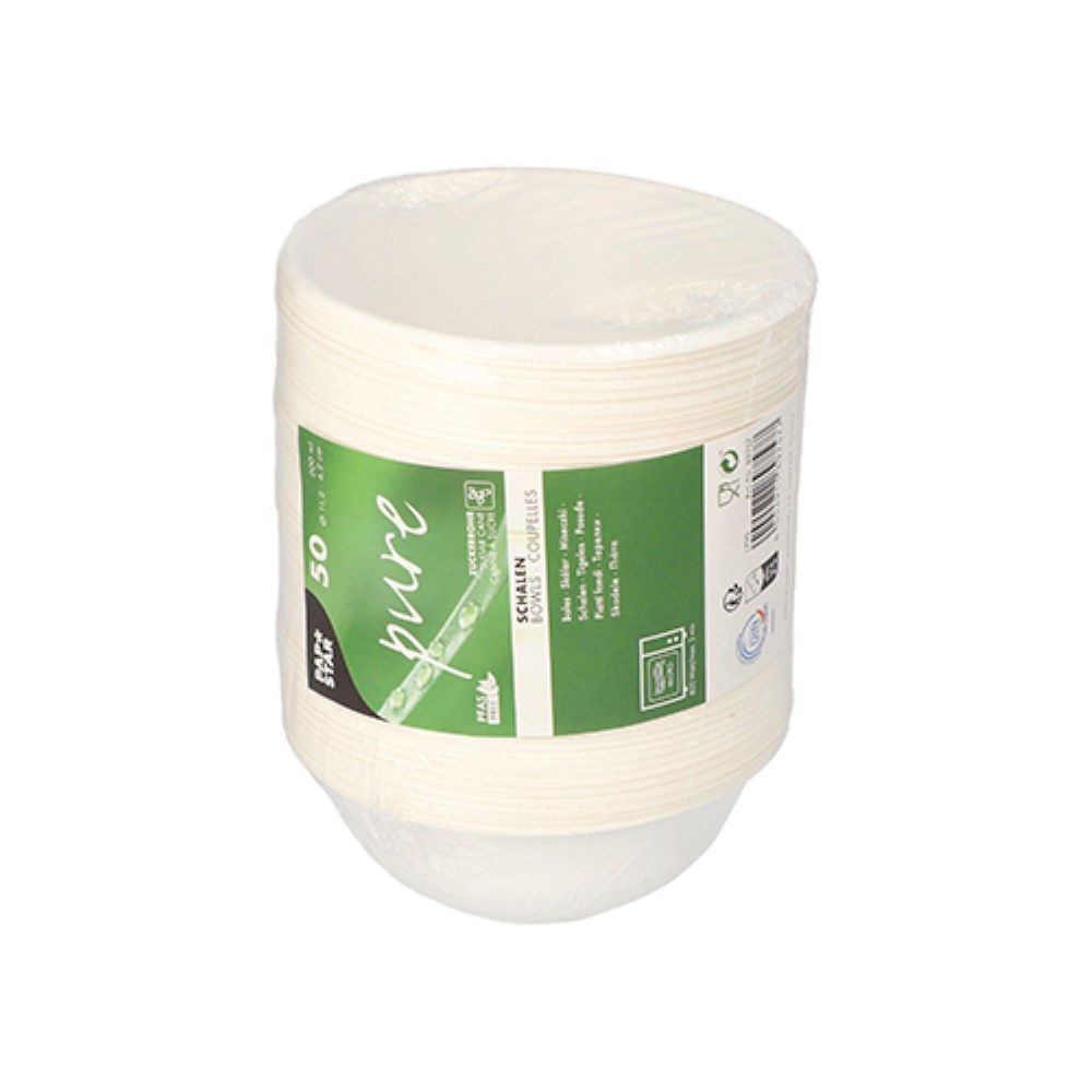 50 Schalen, Zuckerrohr "pure" 200 ml Ø 11,2 cm · 4,2 cm weiss
