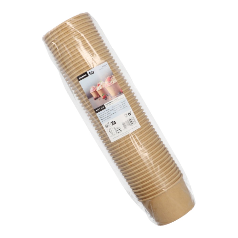 50 Eisbecher, Pappe rund 200 ml Ø 9,5 cm · 6 cm braun