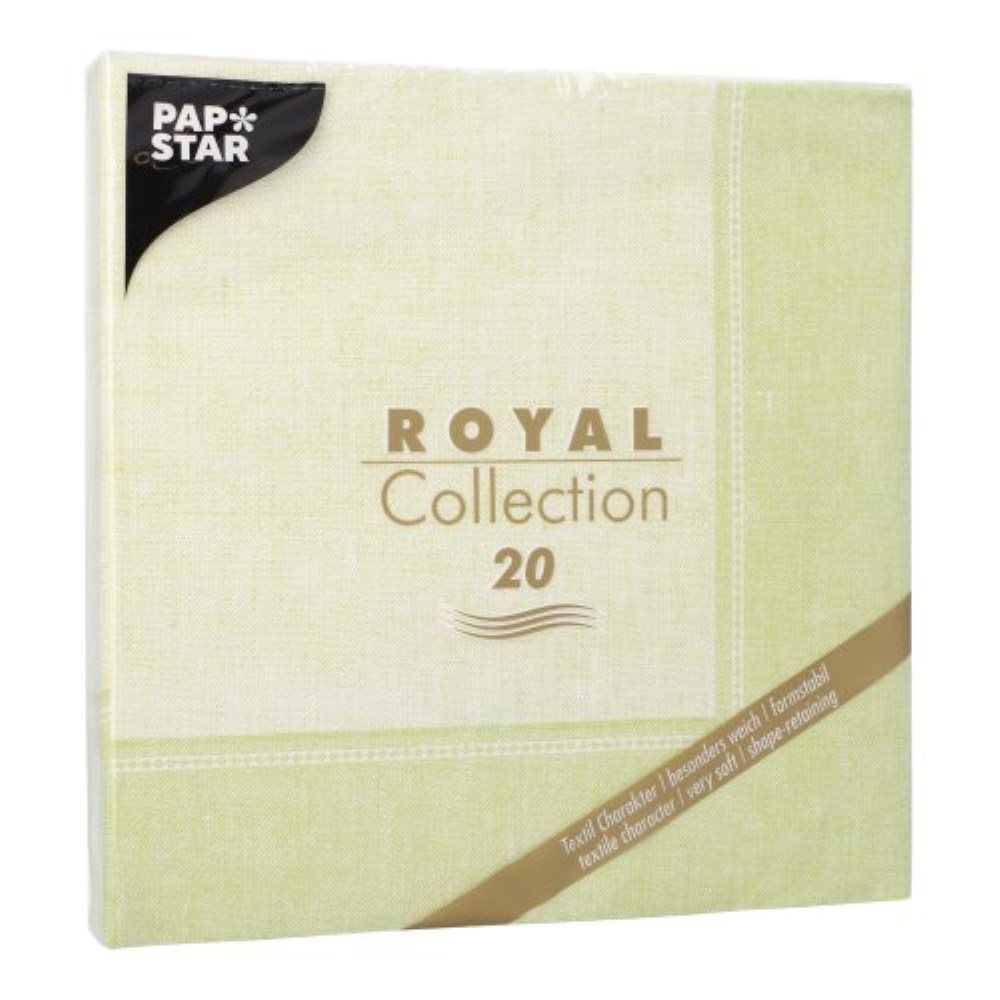 20 Servietten "ROYAL Collection" 1/4-Falz 40 cm x 40 cm hellgrün "Linum"