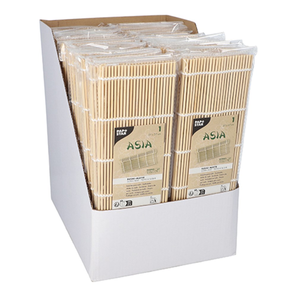 Sushi-Matte Bambus "ASIA" 27 cm x 27 cm natur