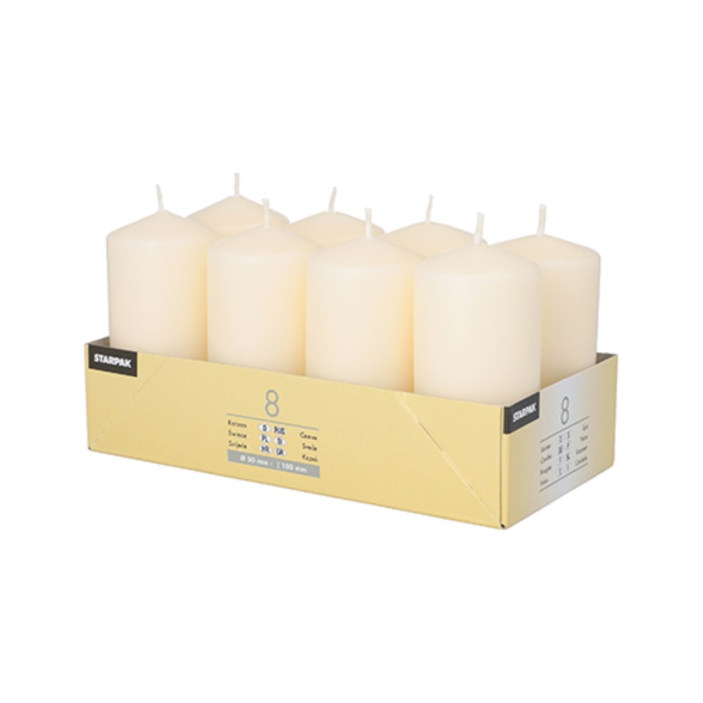 8 Stumpenkerzen Ø 50 mm · 100 mm creme