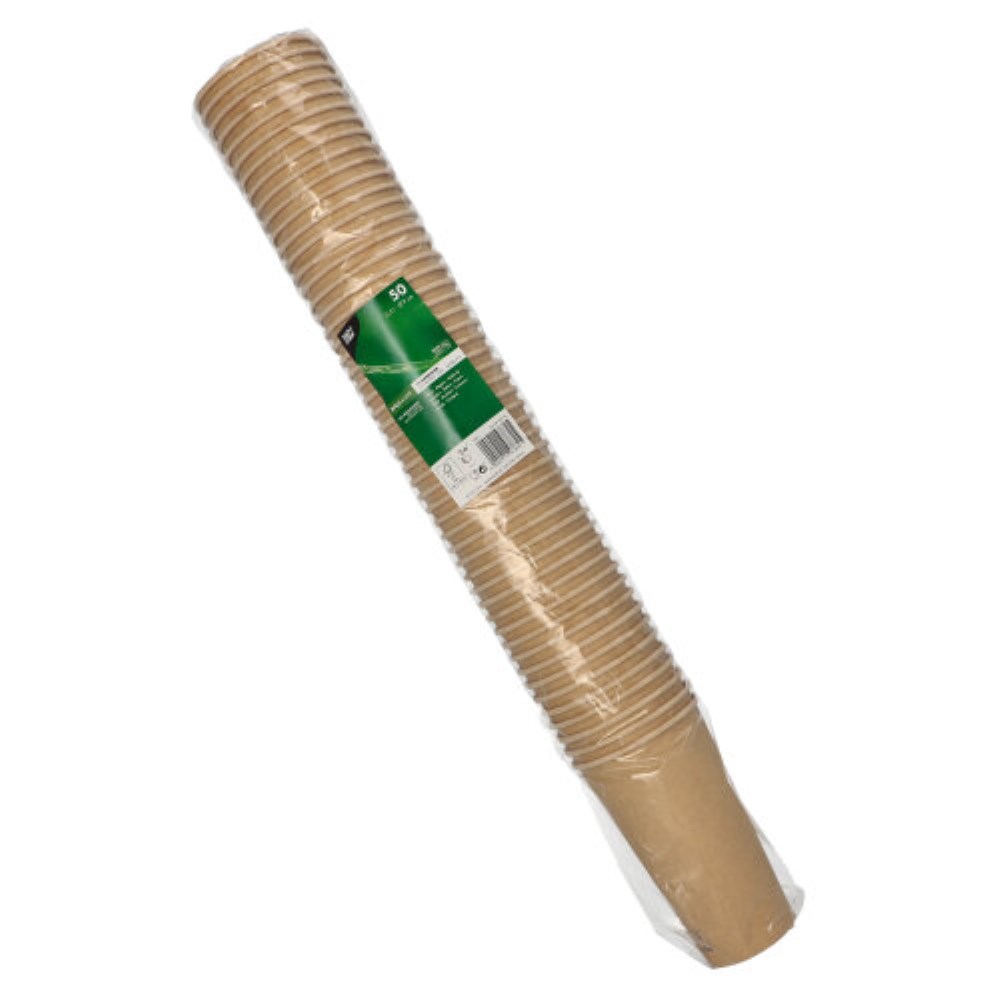50 Trinkbecher, Pappe 0,5 l Ø 9 cm · 15 cm braun