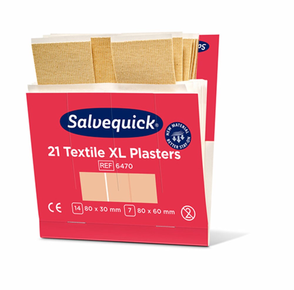 6 Set "Cederroth" Salvequick Textil Pflaster XL (21 Stück) braun , Refill