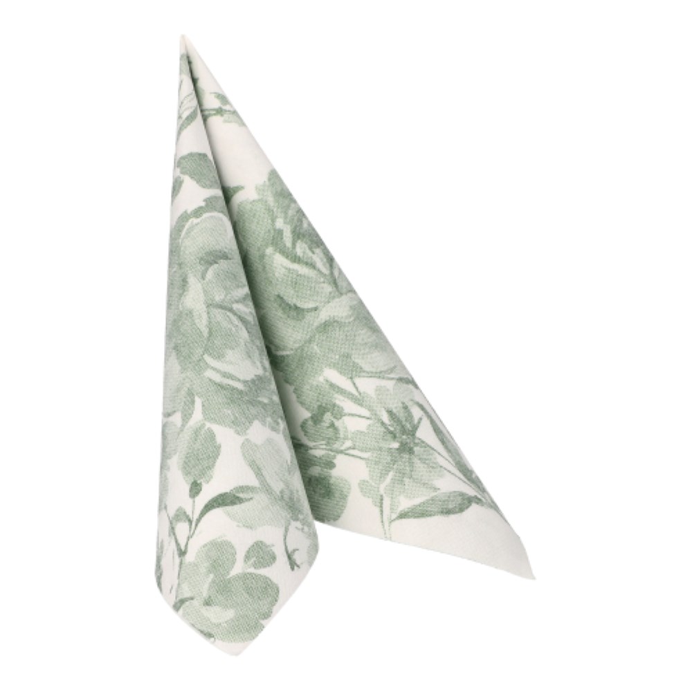 50 Servietten "ROYAL Collection" 1/4-Falz 40 cm x 40 cm dunkelgrün "Rose"