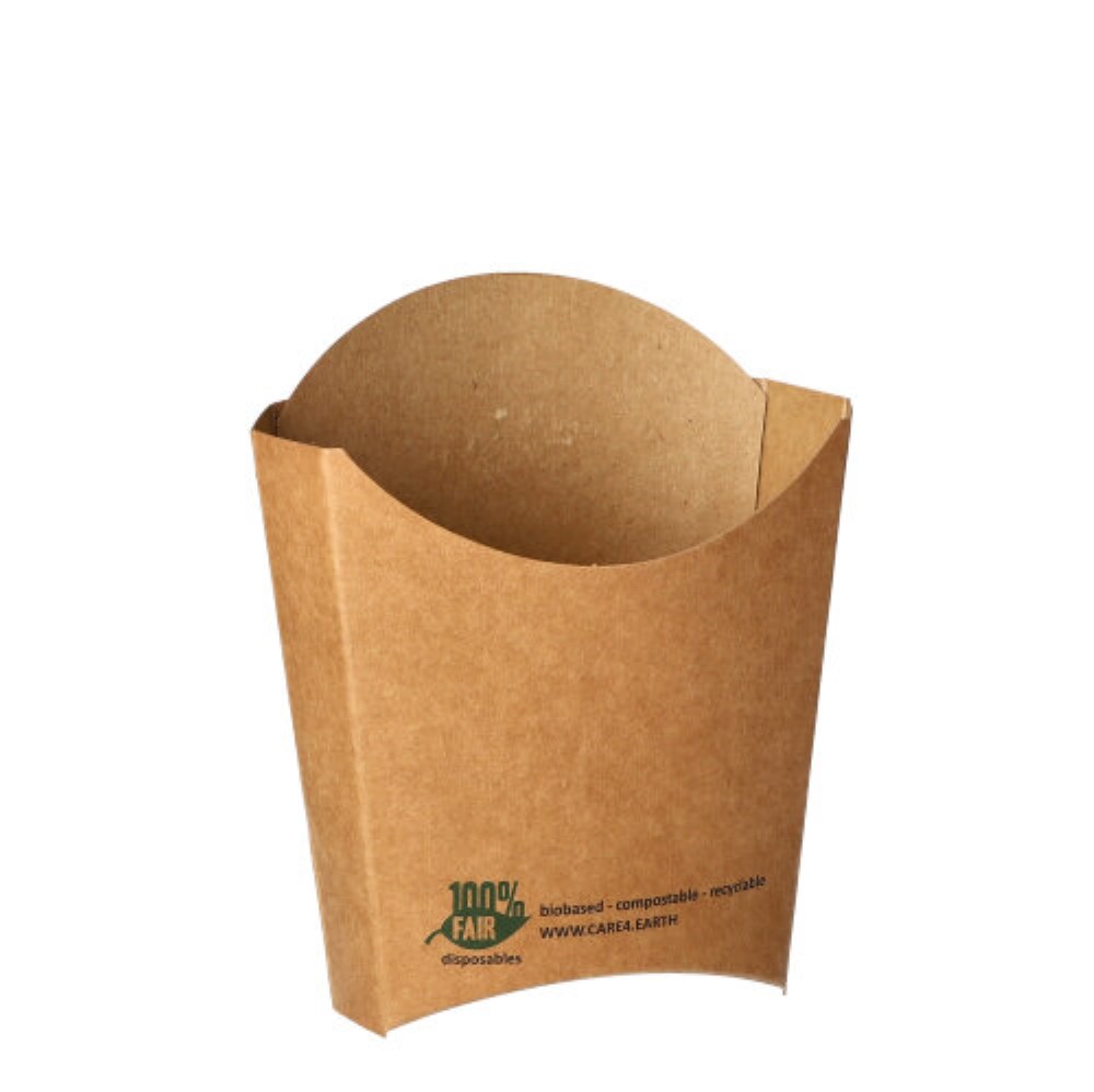 80 Pommes-Frites-Schütte, Pappe "pure" 11,2 cm x 8,4 cm x 5,2 cm braun "100% Fair" klein
