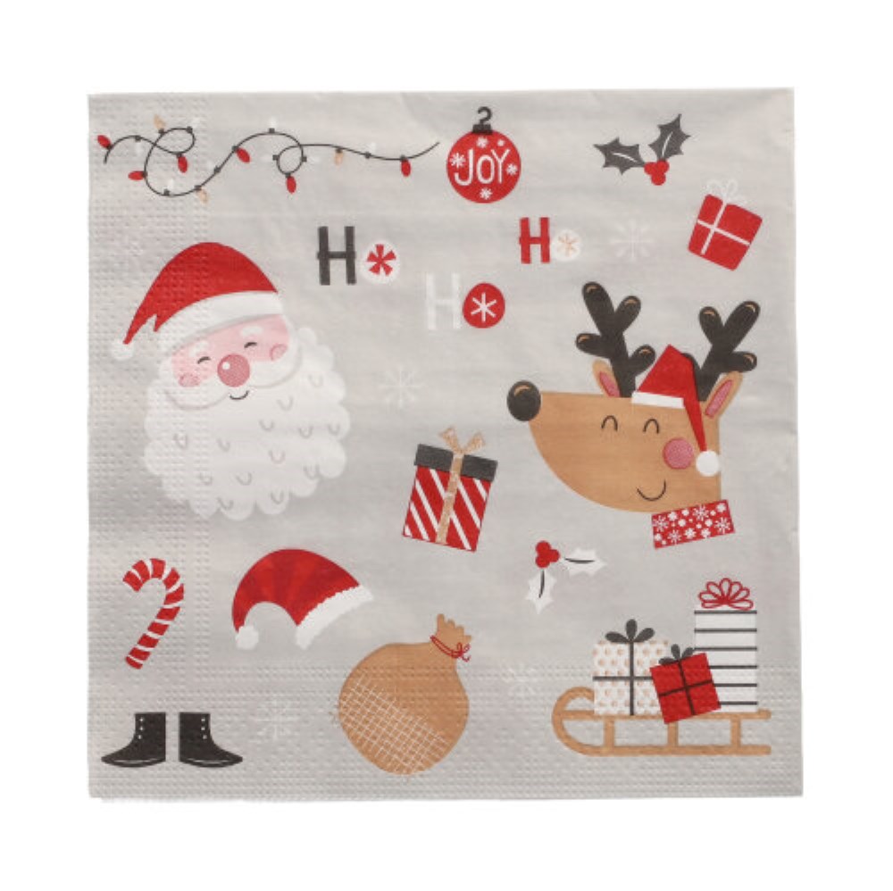 20 Servietten, 3-lagig 1/4-Falz 33 cm x 33 cm "Vive Noel"