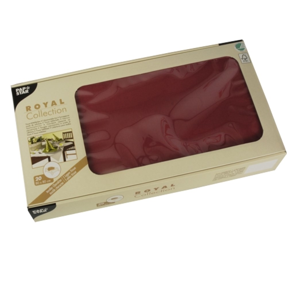 20 Mitteldecken, Tissue "ROYAL Collection" 80 cm x 80 cm bordeaux