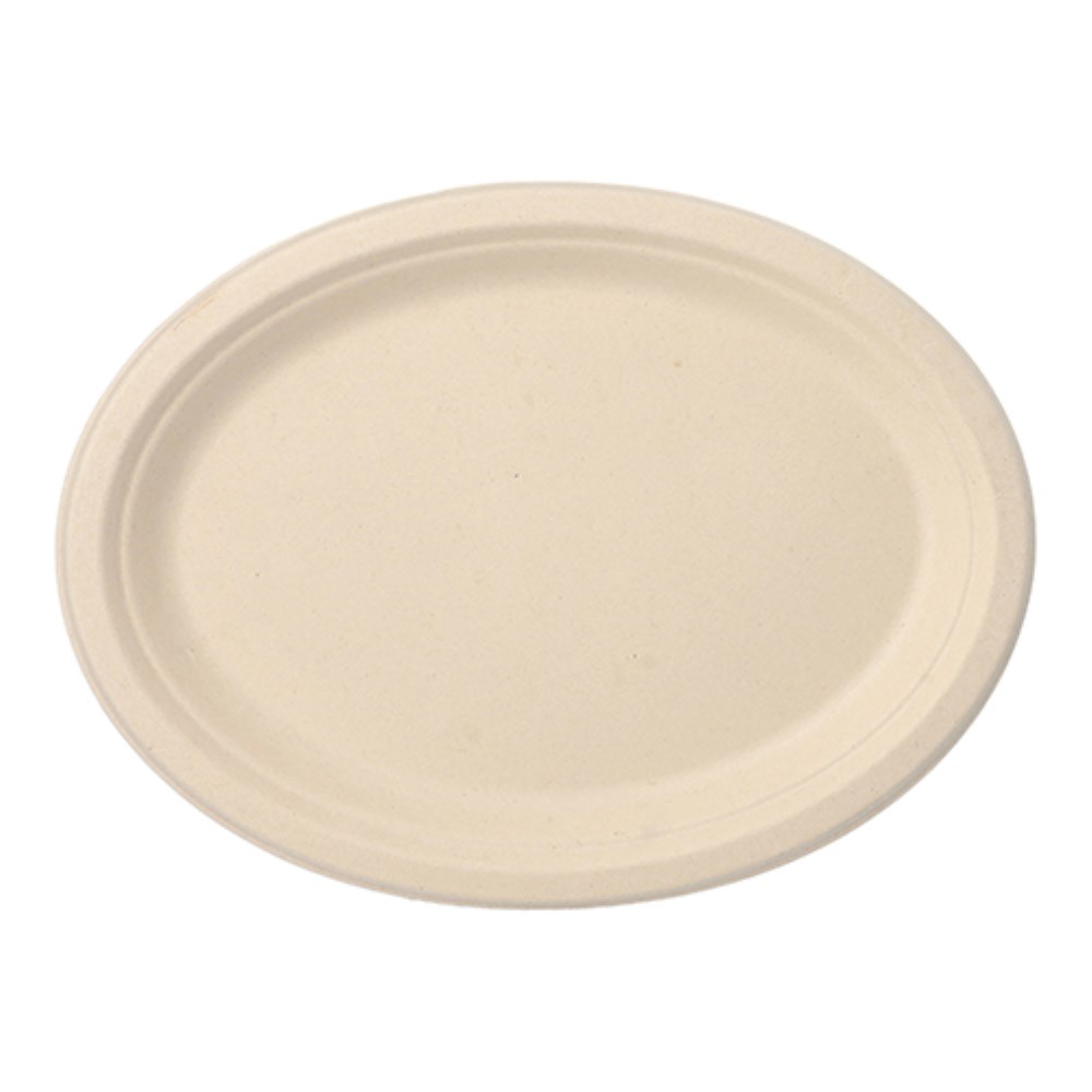 50 Teller, Zuckerrohr "pure" oval 26 cm x 20 cm x 2 cm natur