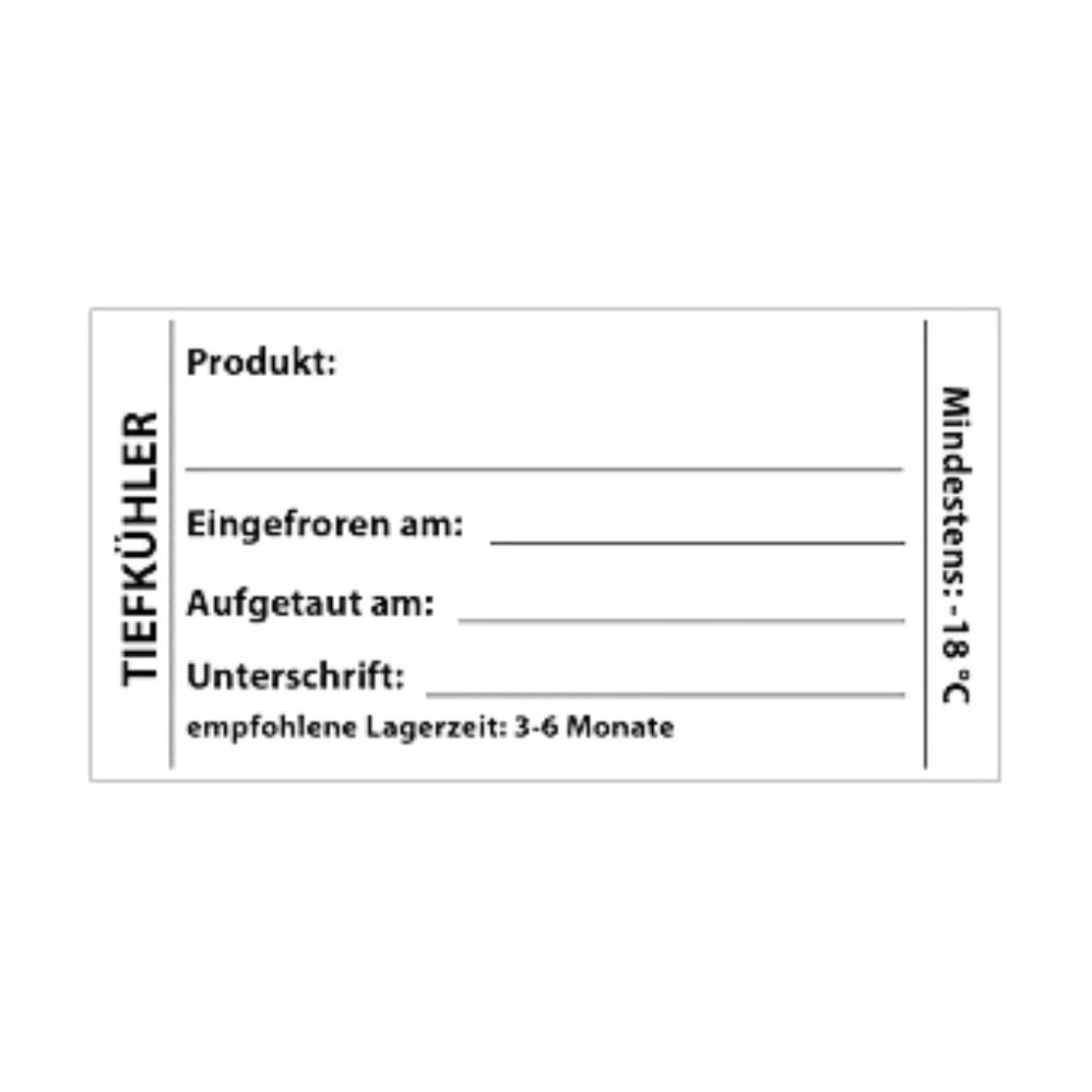 250 "LabelLord" HACCP Lebensmitteletiketten 37 mm x 64 mm weiss Tiefkühler