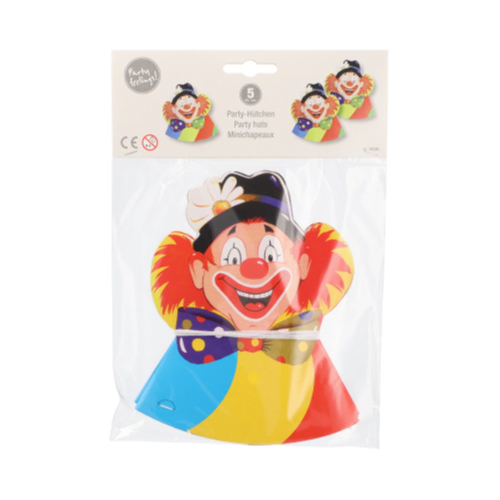 5 Hütchen "Clowngesicht" 5 Hütchen "Clowngesicht"