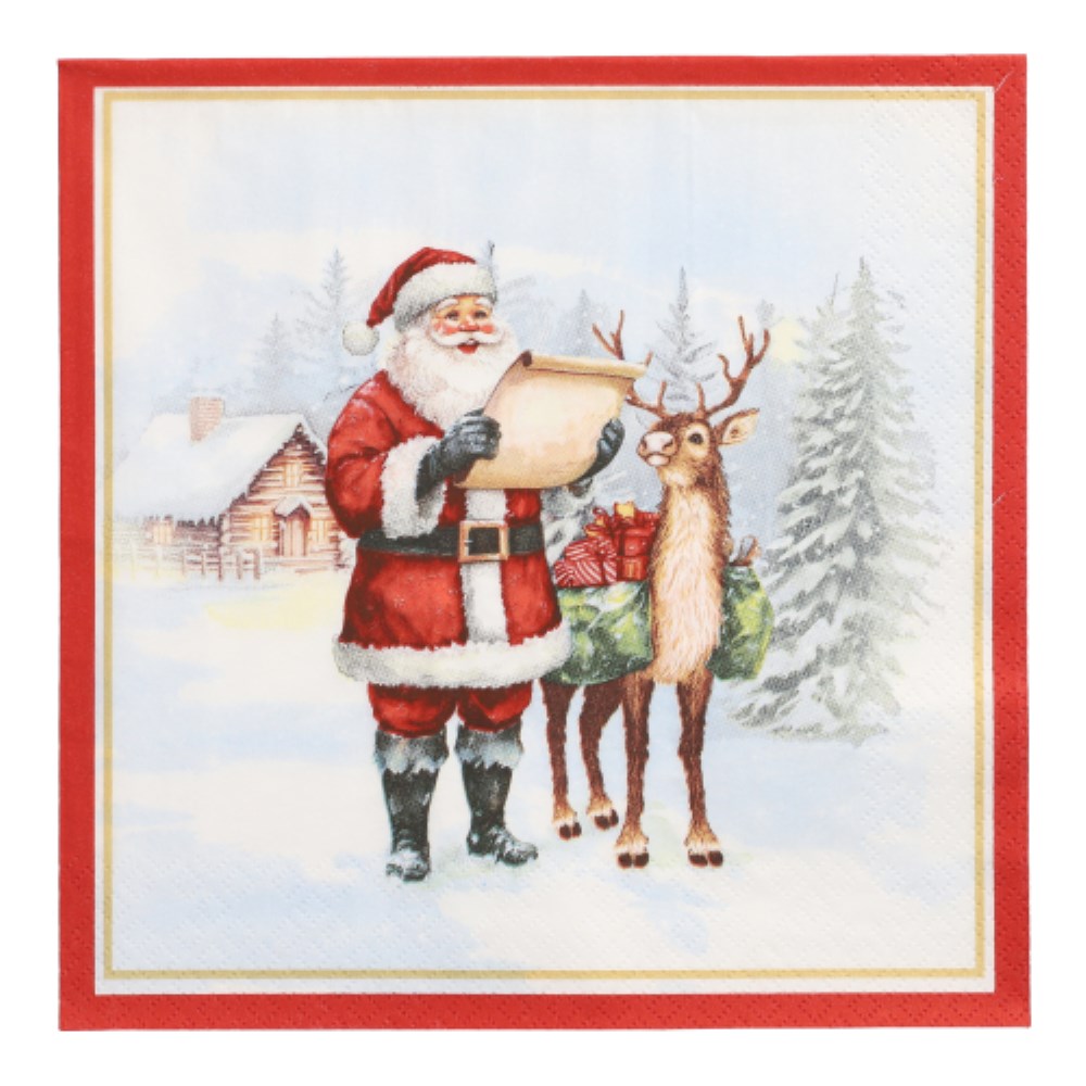 20 Servietten, 3-lagig 1/4-Falz 40 cm x 40 cm "Dear Santa"
