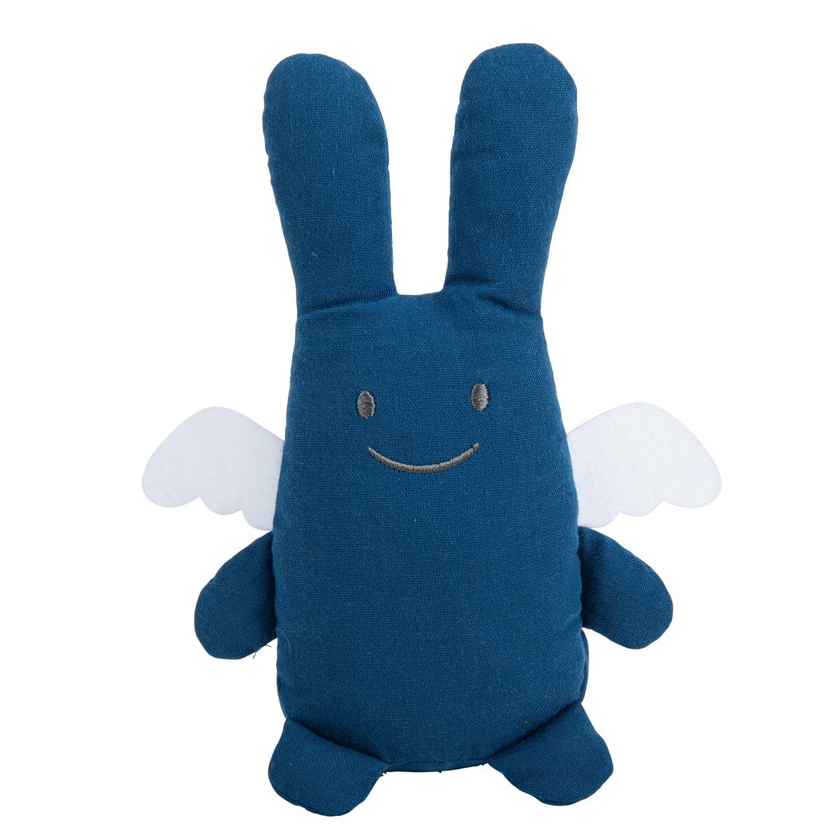 Engelshase mit Rassel 20Cm - Navy Blue Organic Cotton