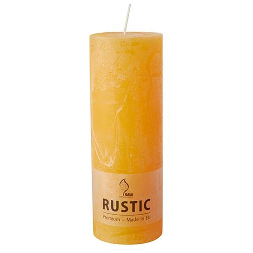 Zylinderkerze Ø 68 mm · 190 mm goldgelb "Rustic" durchgefärbt