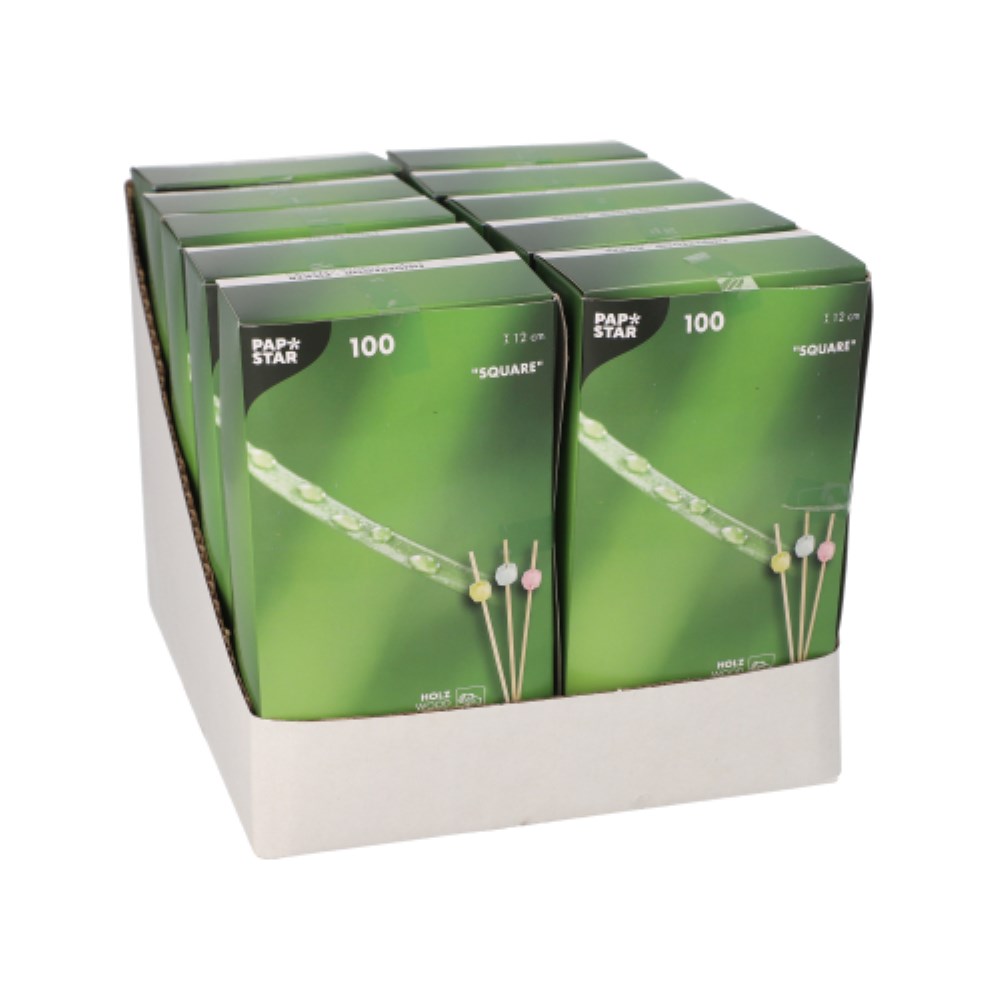 100 Fingerfood - Picker 12 cm farbig sortiert "Square"