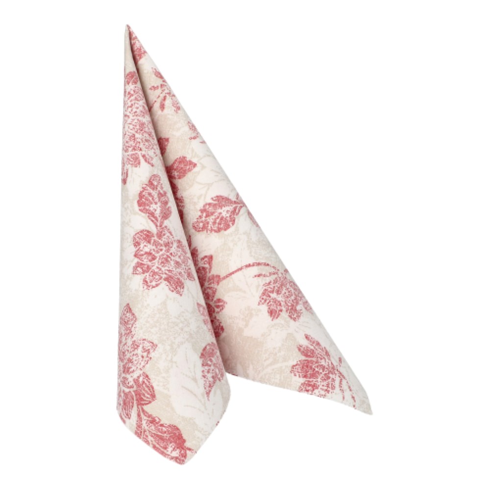 20 Servietten "ROYAL Collection" 1/4-Falz 40 cm x 40 cm bordeaux "Flowers"