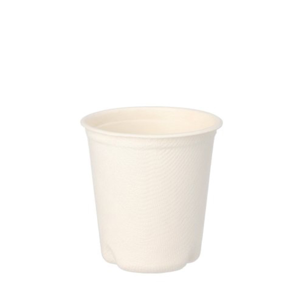 12 Trinkbecher Zuckerrohr "pure" 0,1 l Ø 6,3 cm · 6,5 cm weiss für Heißgetränke