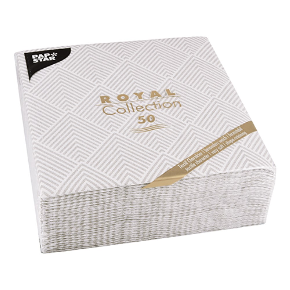 50 Servietten "ROYAL Collection" 1/4-Falz 40 cm x 40 cm grau "Elegance"
