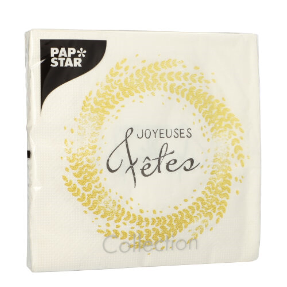 20 Servietten, 3-lagig 1/4-Falz 33 cm x 33 cm "Spirale de Fete"