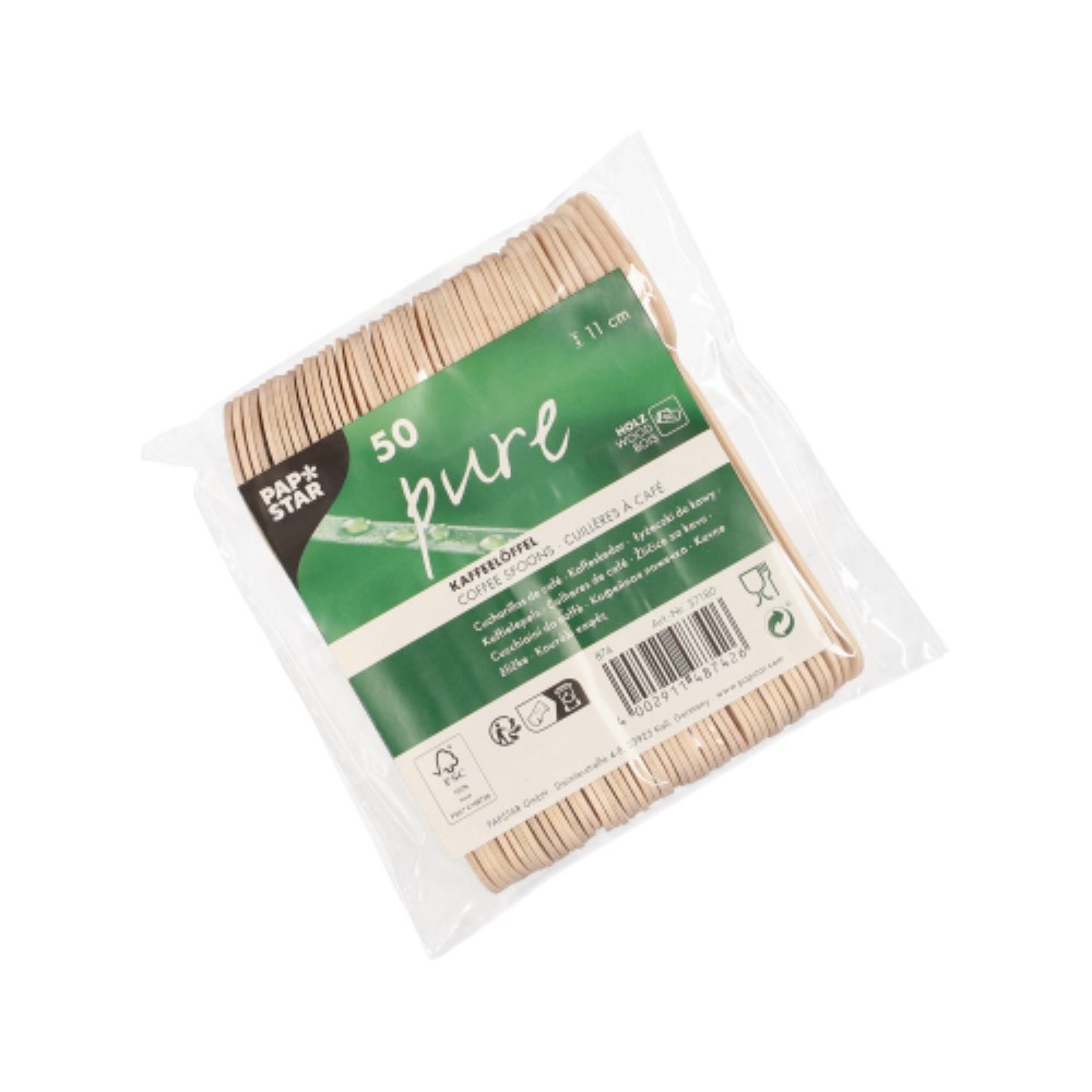 50 Kaffeelöffel Holz "pure" 11 cm