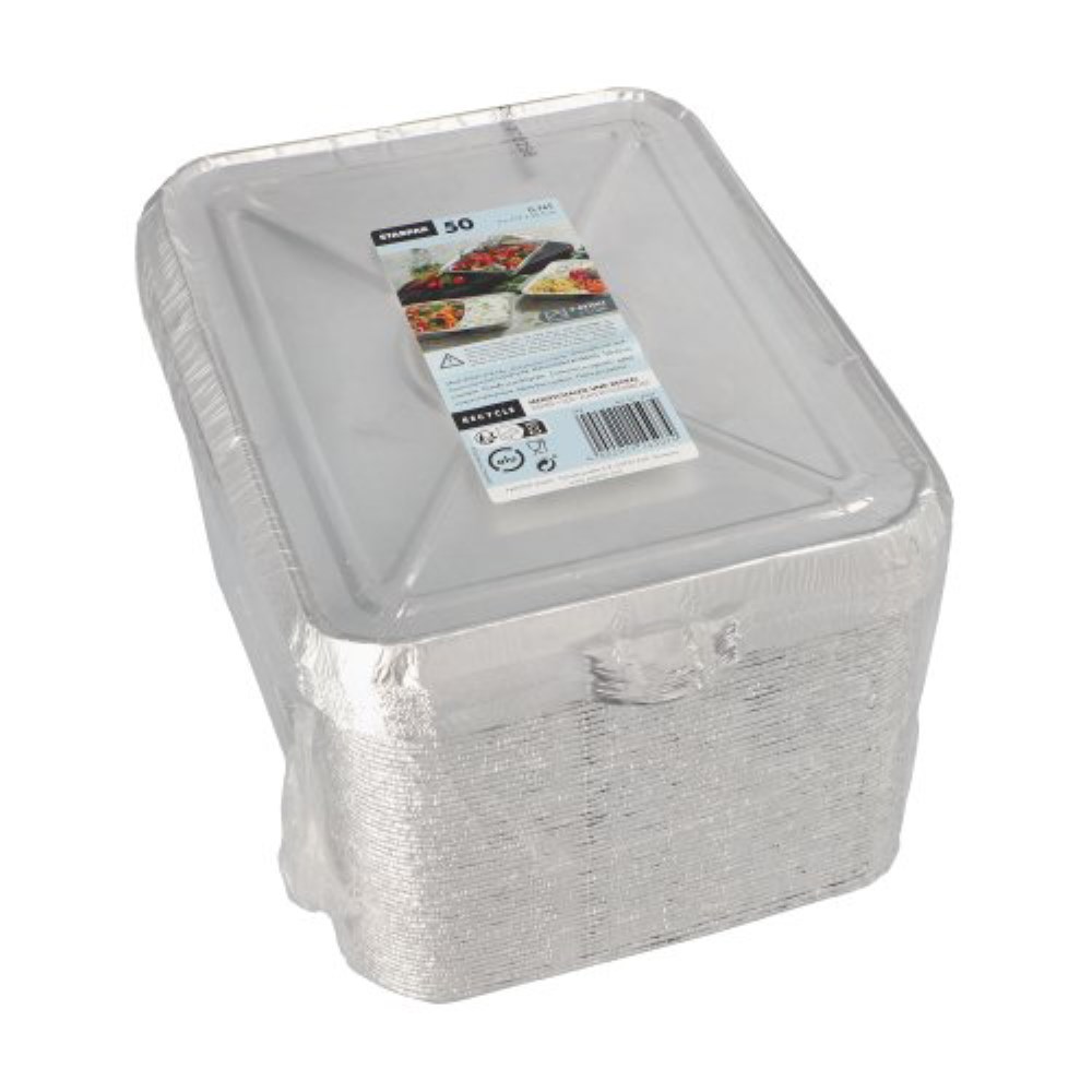 50 Menüschalen + Deckel, Alu 3-geteilt 0,76 l 3 cm x 17,7 cm x 22,5 cm