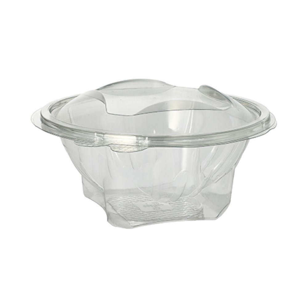 50 Feinkost- und Salatschalen mit Klappdeckel, R-PET rund 750 ml Ø 17,4 cm · 7,3 cm glasklar 50 Feinkost- und Salatschalen mit Klappdeckel, R-PET rund 750 ml Ø 17,4 cm · 7,3 cm glasklar