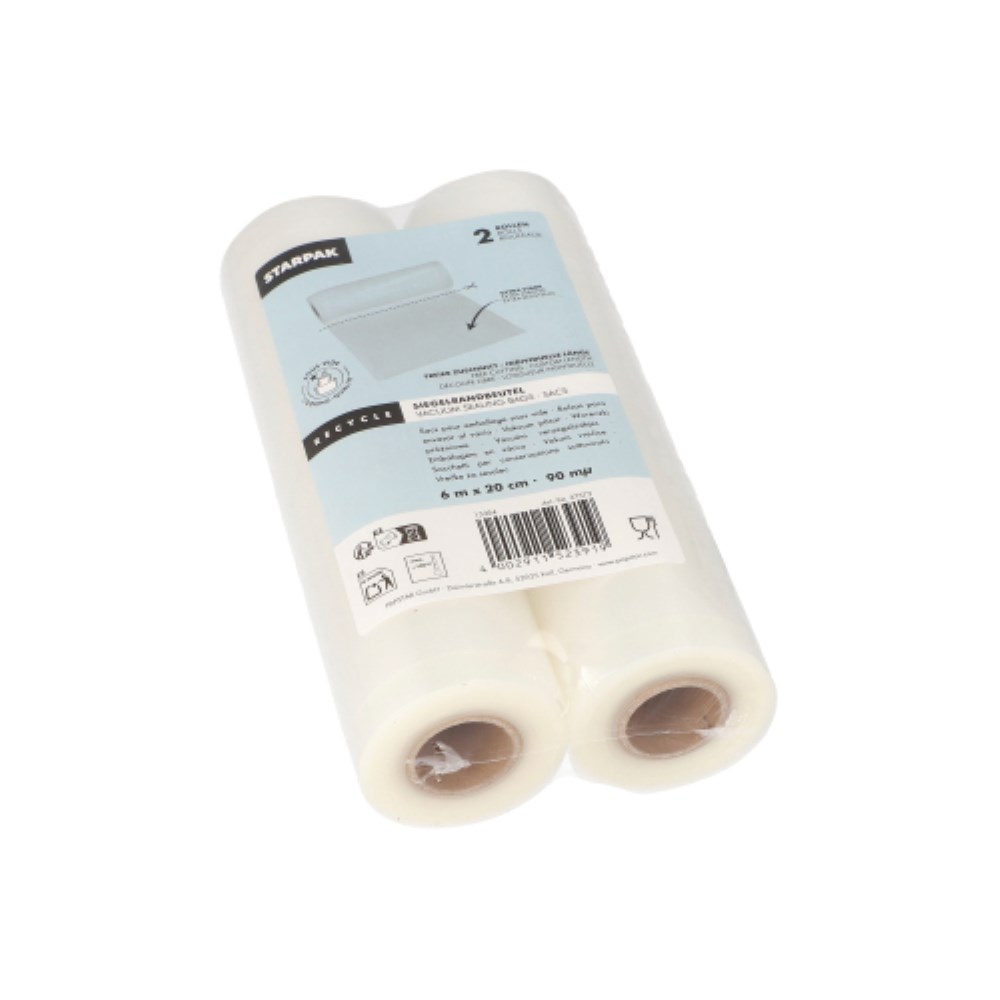 2 Rollen Siegelrandbeutel, PA / PE 6 m x 20 cm transparent "Sous Vide" Kochqualität