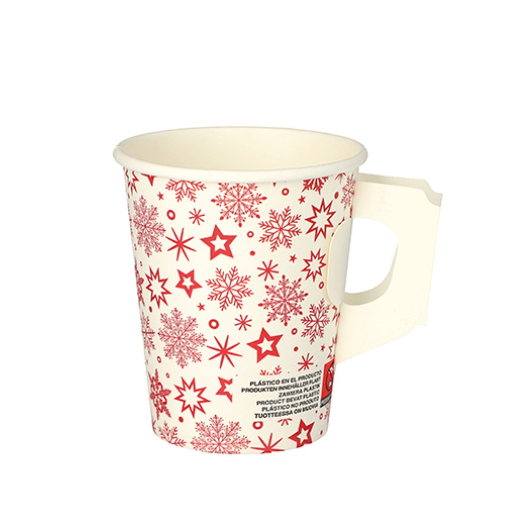 50 Trinkbecher mit Henkel, Pappe 0,2 l Ø 8 cm · 9,3 cm "Snöflinga"