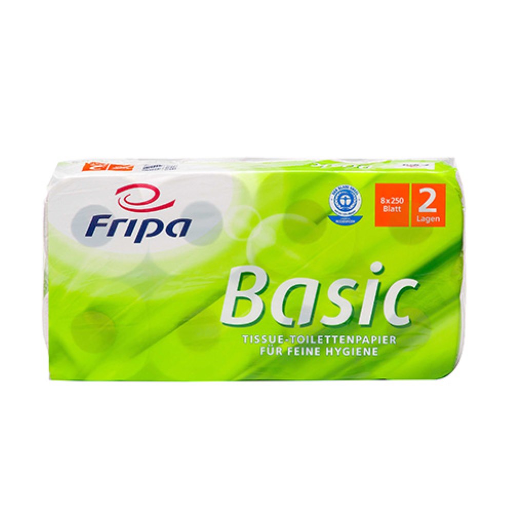 8 Rollen Toilettenpapier, 2-lagiges Tissue Ø 12 cm · 11,5 cm x 9,8 cm weiss "Basic" 250 Blatt