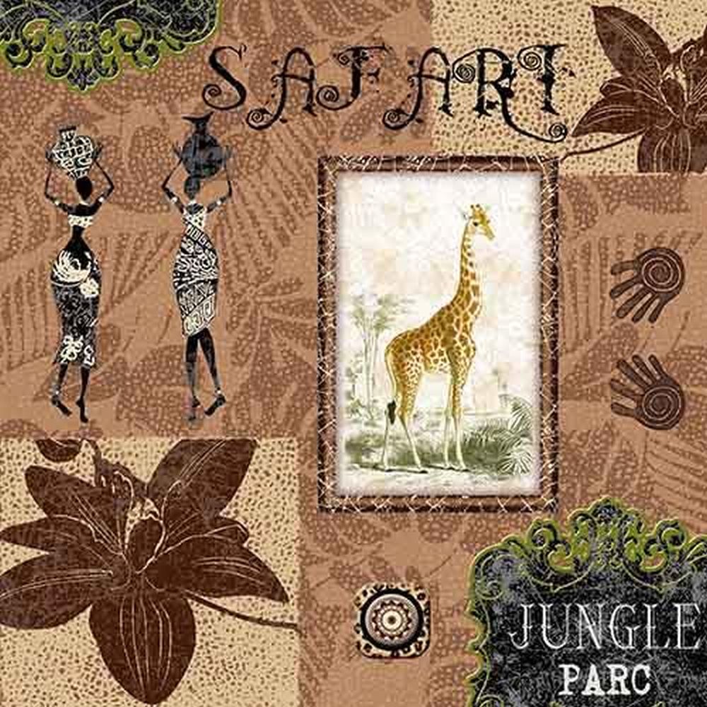 20 Servietten, 3-lagig 1/4-Falz 33 cm x 33 cm "Jungle Parc"