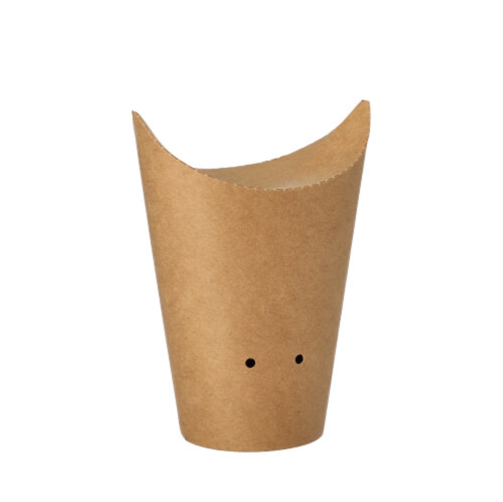 50 Pommes-Frites-Schütte, Pappe rund Ø 6 cm · 14 cm braun klein