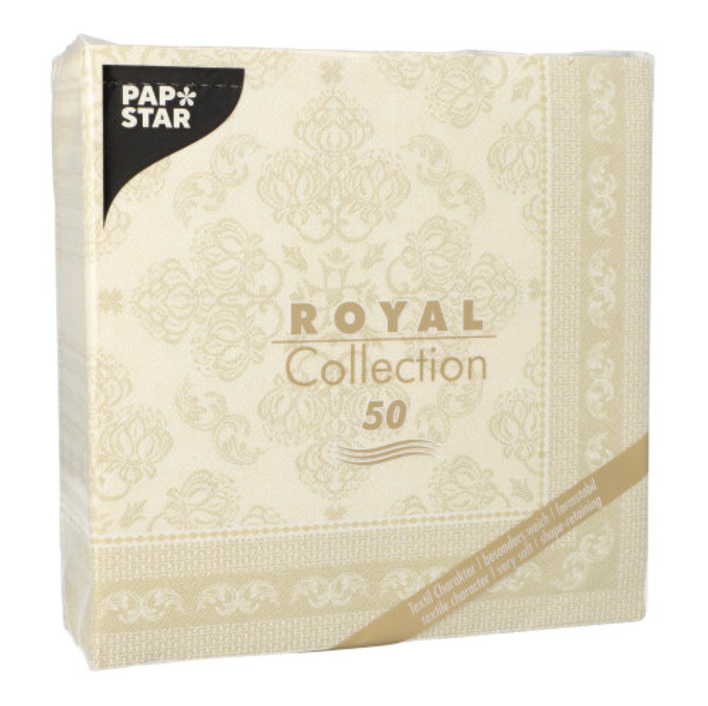 50 Servietten "ROYAL Collection" 1/4-Falz 40 cm x 40 cm champagner "Arabesque"