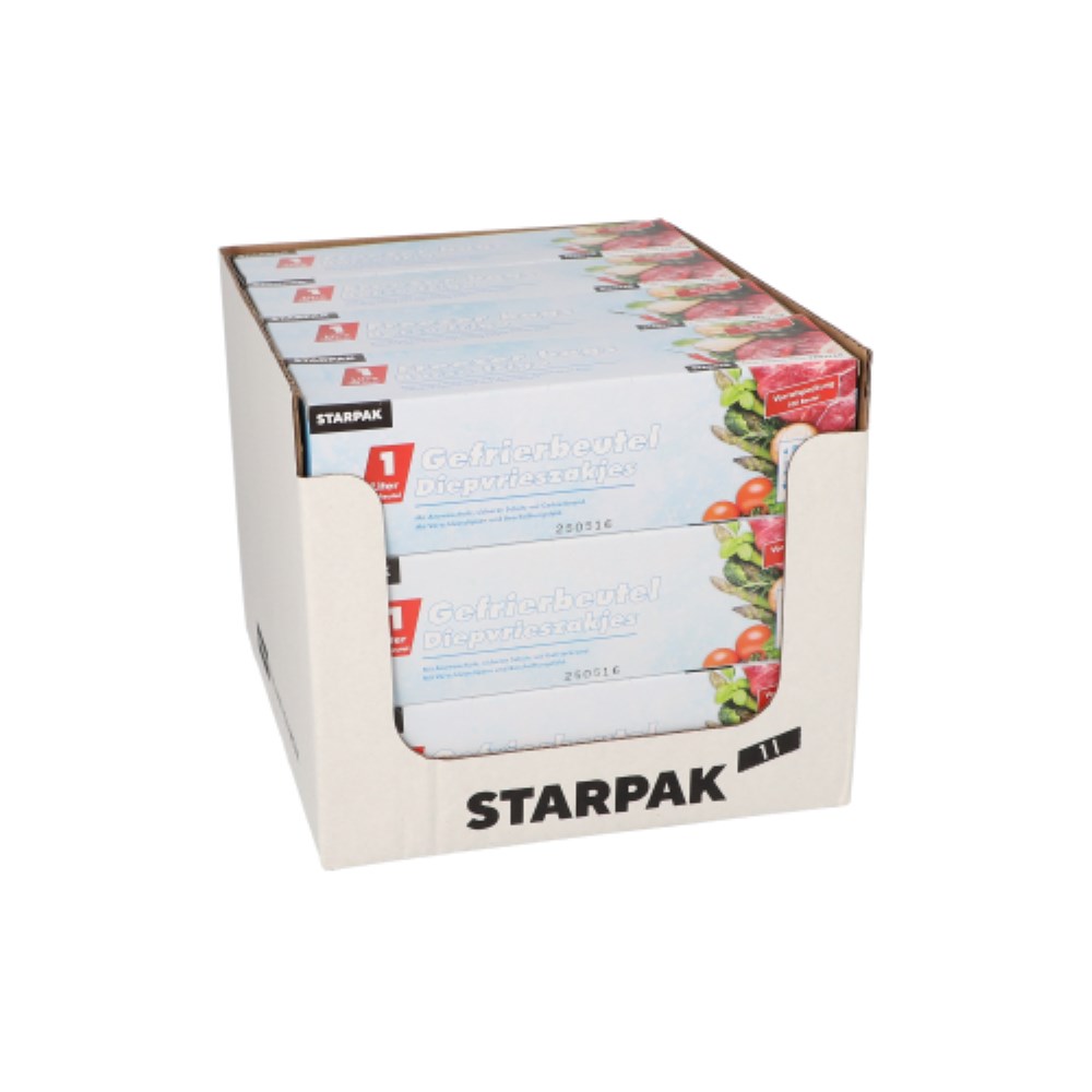 100 Gefrierbeutel, LLDPE 1 l 24 cm x 16 cm transparent in Faltschachtel